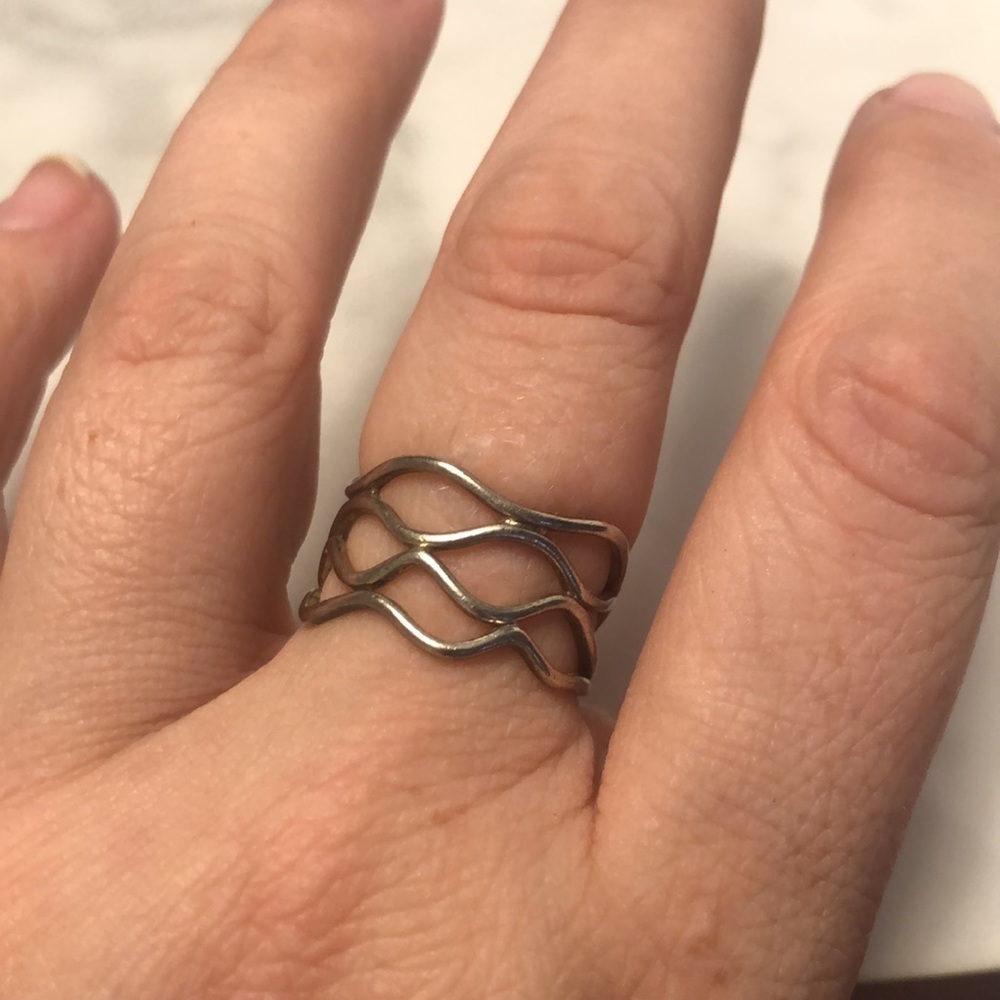 Wiggly‎ wire band sterling silver 925 ring size 7